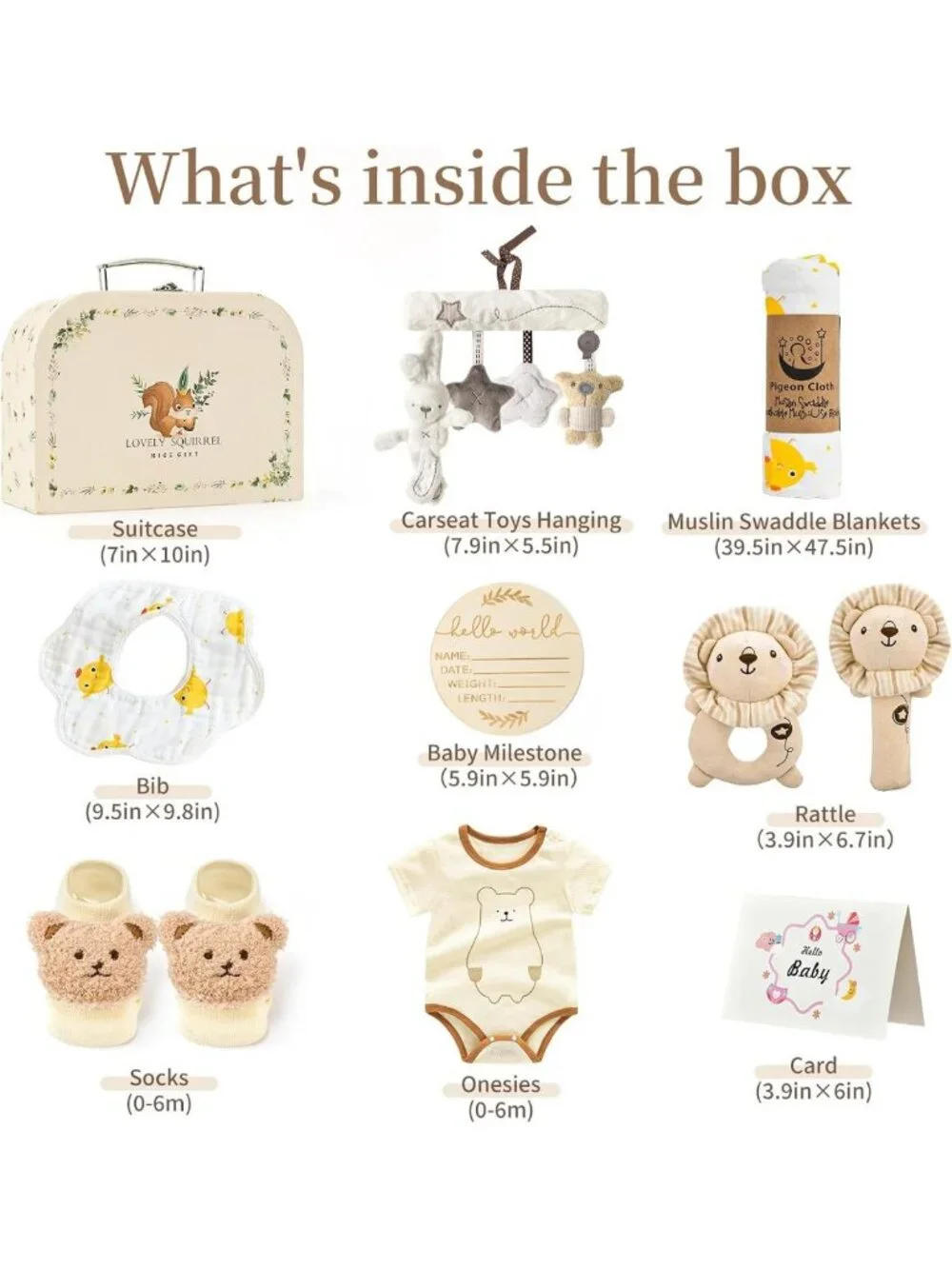 9-Piece Newborn Baby Gift Basket Set - Unisex Essentials, Rattles, Blanket